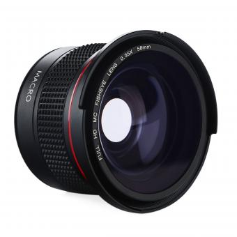 58mm Fisheye Lens 0.35X HD Wide Angle with Macro Close Up