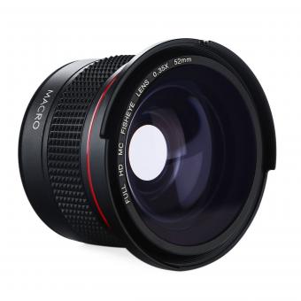 52mm Fisheye Lens 0.35X HD Wide Angle with Macro Close Up