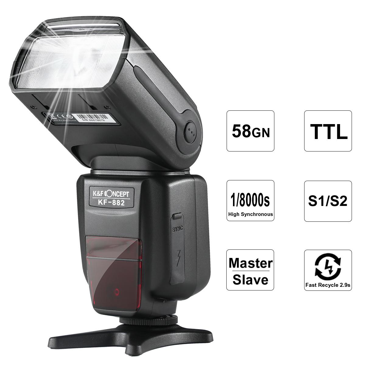 K&F Concept882 iTTL HSS Flash for Nikon GN58 1/8000s High Speed Sync KENTFAITH