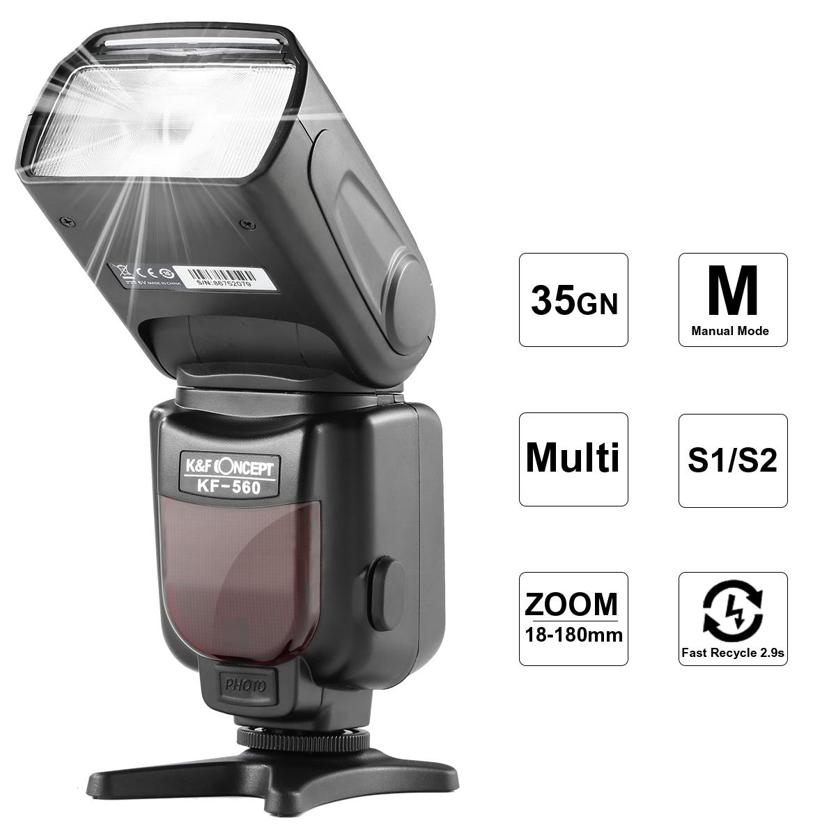 KF-560 Universal Speedlite Flash with LCD Display Compatible with Canon Nikon DSLR Cameras