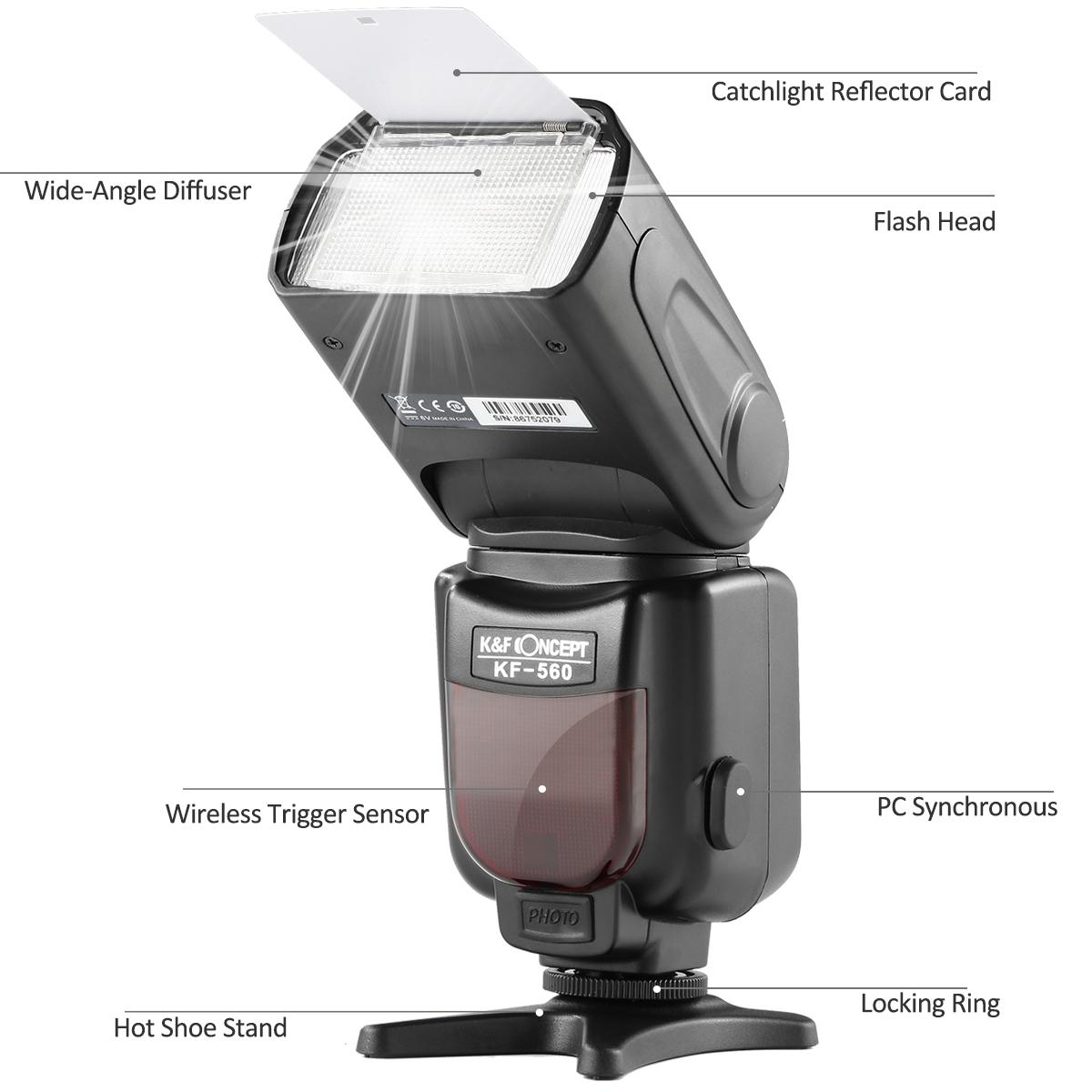KF-560 Universal Speedlite Flash with LCD Display Compatible with Canon Nikon DSLR Cameras
