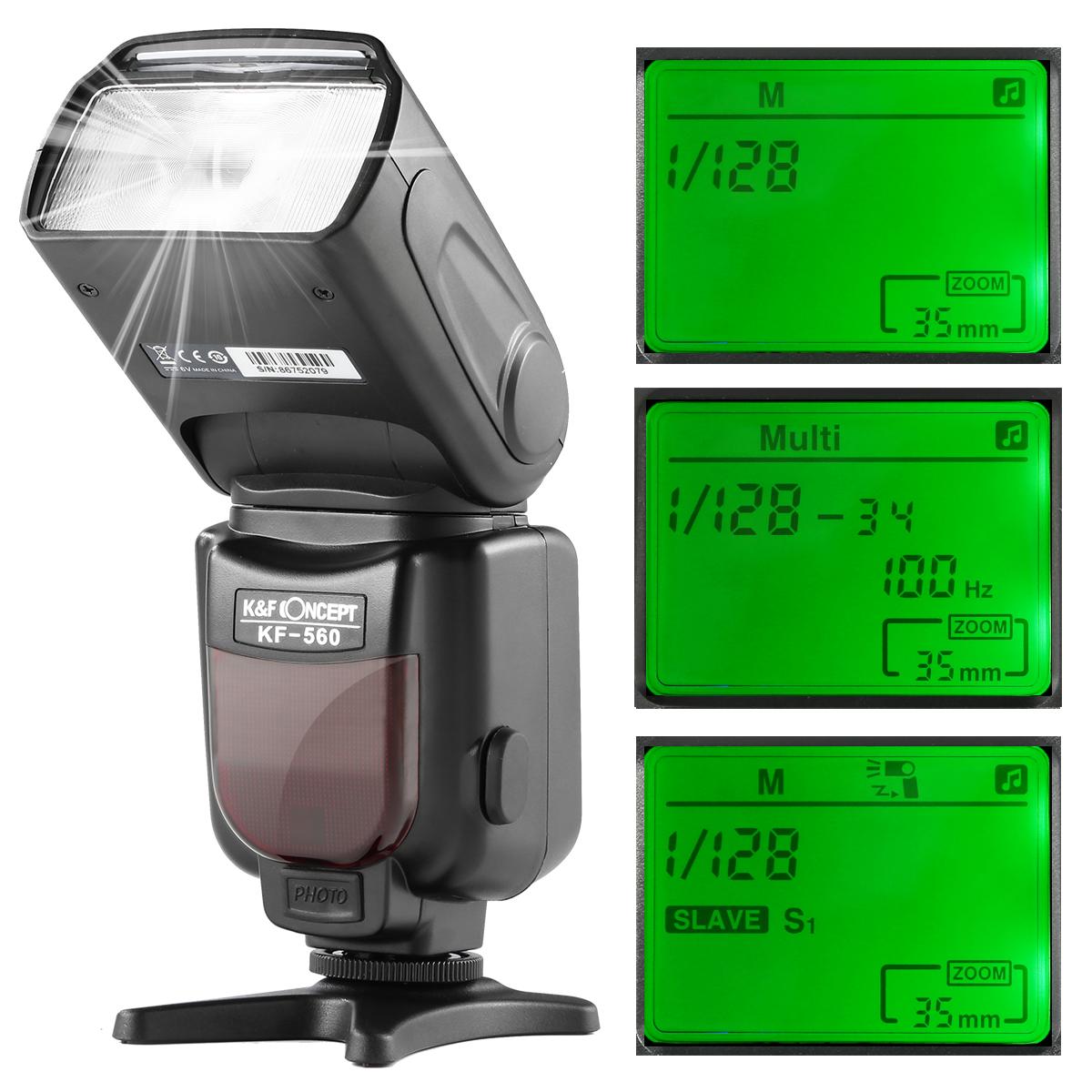 KF-560 Universal Speedlite Flash with LCD Display Compatible with Canon Nikon DSLR Cameras