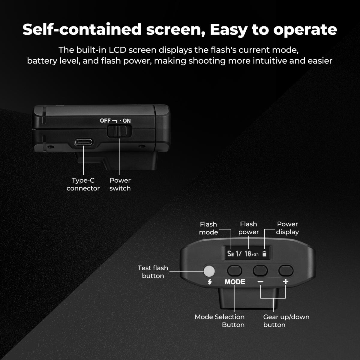 Mini On-Camera Flash GN12 5600K 2000mAh Built-in Battery - KENTFAITH