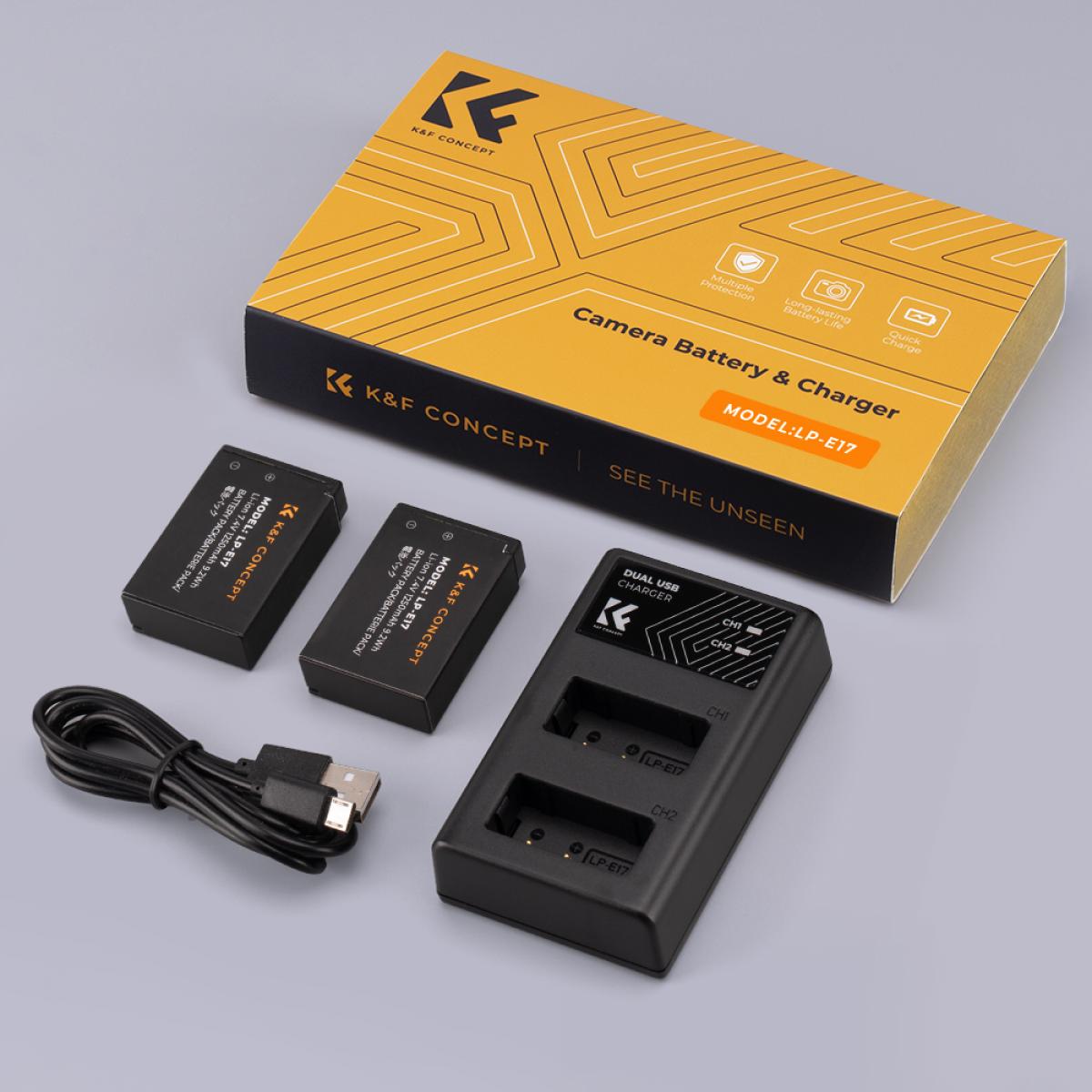 K&F CONCEPT LPE17 battery and LPE17 battery charger kit, compatible