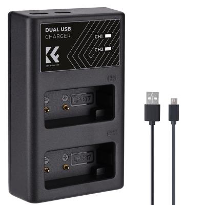 K&F CONCEPT LP-E17 Quick Dual Battery Charger With Micro USB & Type-C Port, for Canon EOS RP, Rebel T8i, T7i, SL2, SL3, EOS M3, M5, M6 Mark II, 77D, 200D, 750D,etc.
