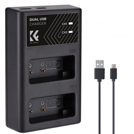 K&F CONCEPT LP-E17 Dual Slot Quick Charger with Micro USB and Type