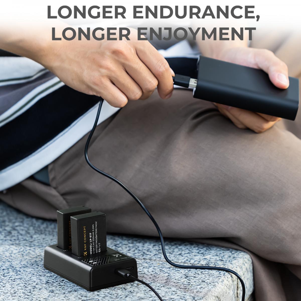 K&F Concept LPE17 Battery Charger, Dual Slot Quick Charger for Canon