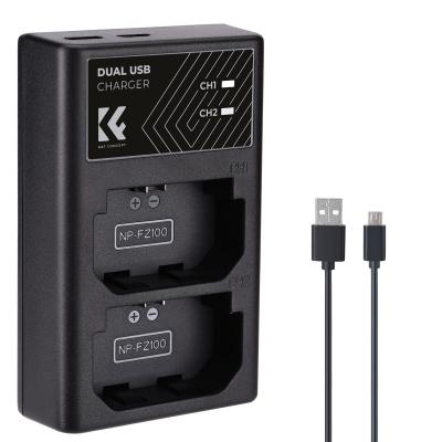 K&F CONCEPT Sony NP-FZ100 Quick Dual Battery Charger With Micro USB & Type-C Port