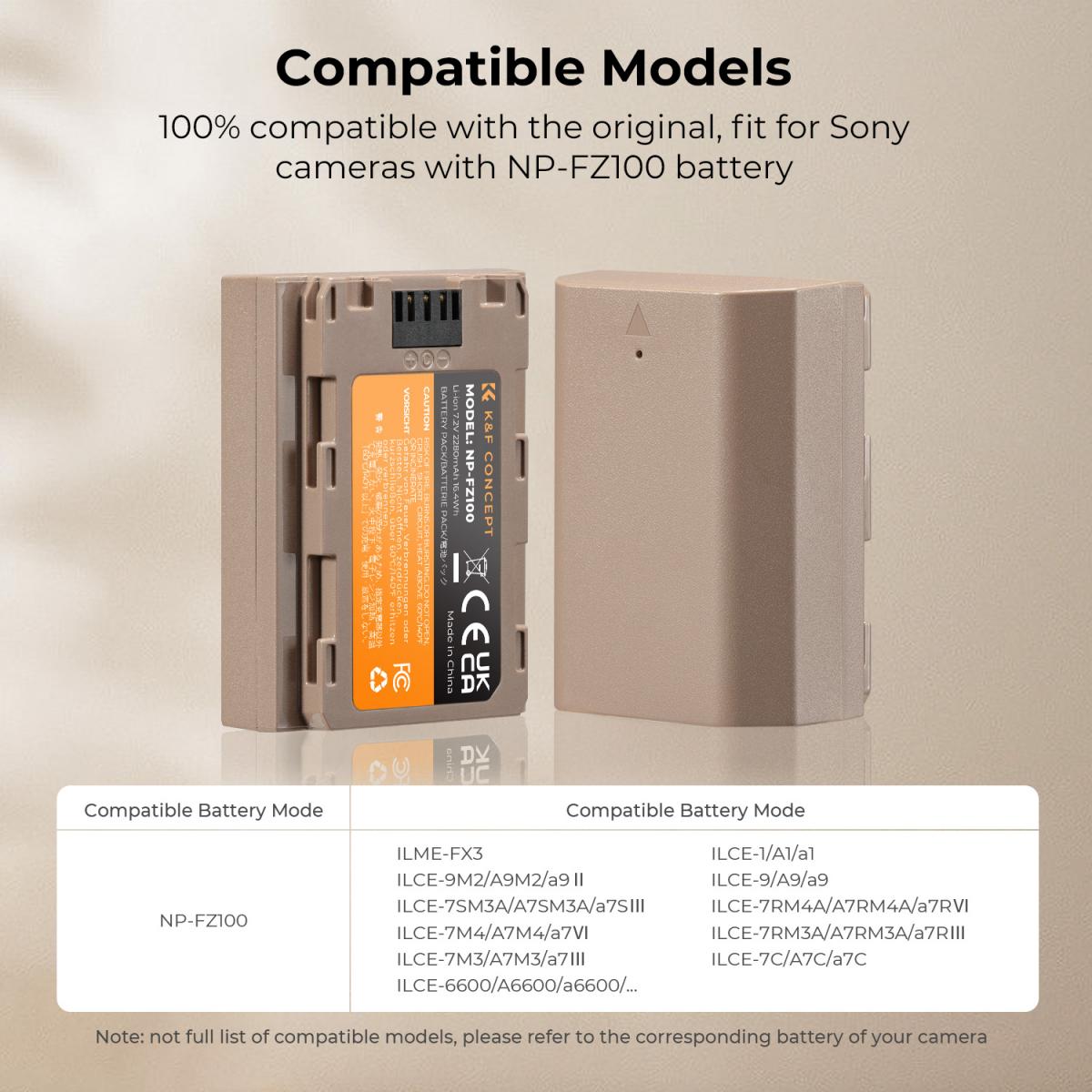NEEWER 2280mAh NP-FZ100 Ersatz Akku Ladegerät Set, 2 Akkus und 1 USB