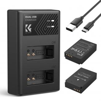 LP-E12 Battery and Charger Set with Dual Slot Charger for Canon M2, M200, M50, M100, M10, 100D