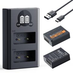 2 Pack NP-W126 NP-W126S 1300mAh Batería de Cámara Recargable + Cargador, Compatible con Fujifilm X100VI, X100V, XS10, XT30, XT30 II, XT20, XE4, A5