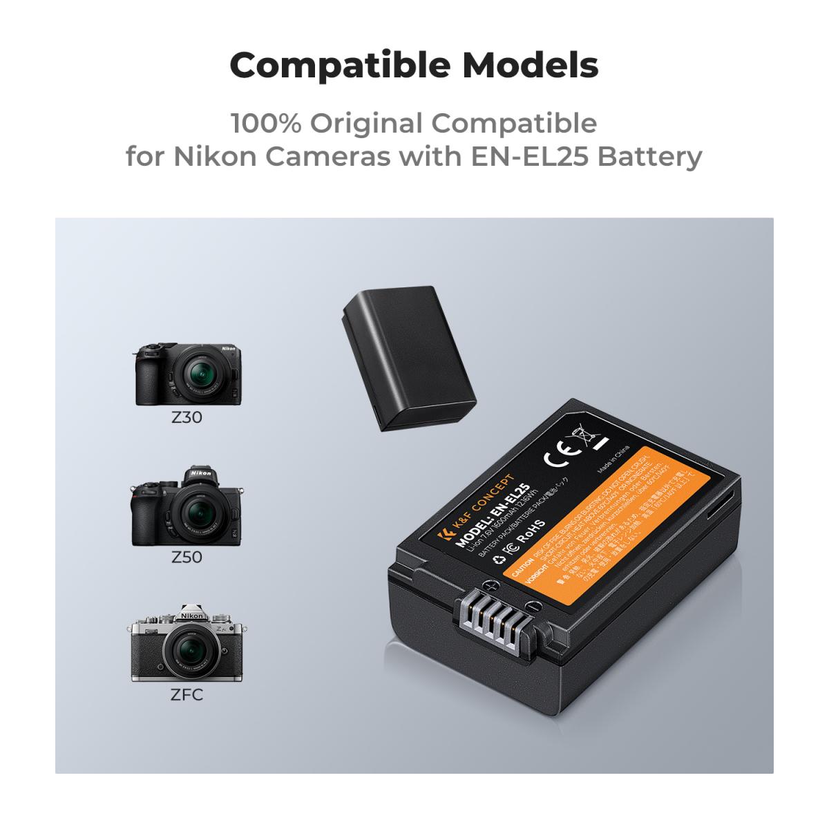 Batteria ENEGON EN-EL25 Per Nikon Z - Kit 2 Pezzi Con Caricabatterie Doppio | 1600mAh Ricaricabile - Foto 3