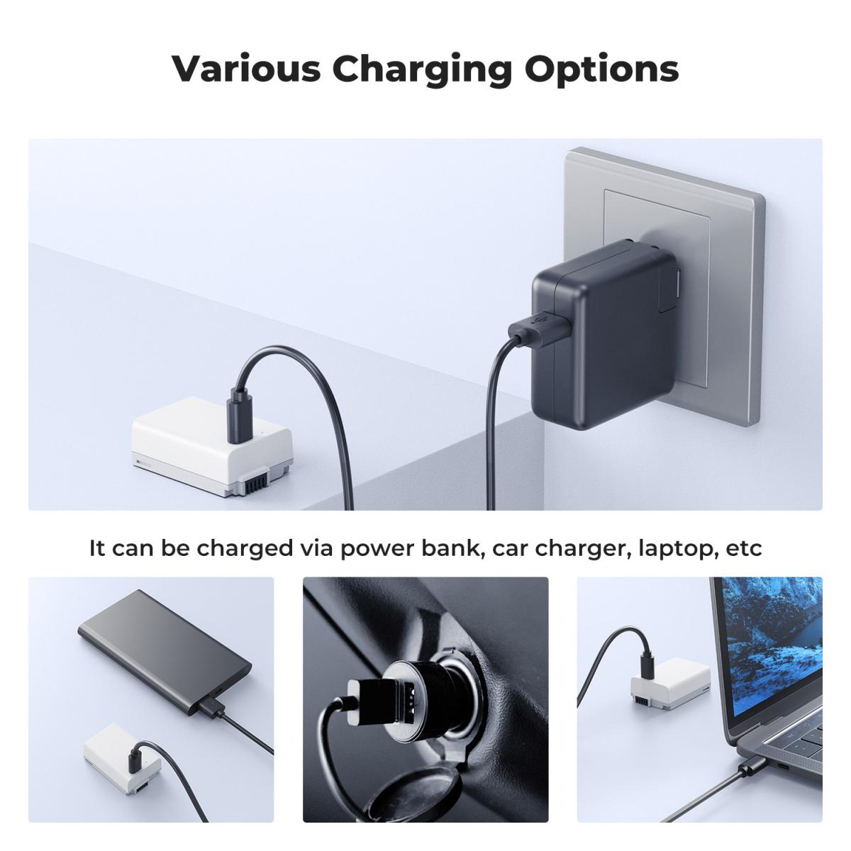 Opladen Via Powerbank Of Laptop USB-C Kameraakku K&F Concept EN-EL25 Akku 1250mAh Mit USB-C Ladeanschluss Für Nikon Z30, Z50, Zfc EN-EL25 Akku Ersatz EN-EL25 Batterij Type-C Snel Opladen
