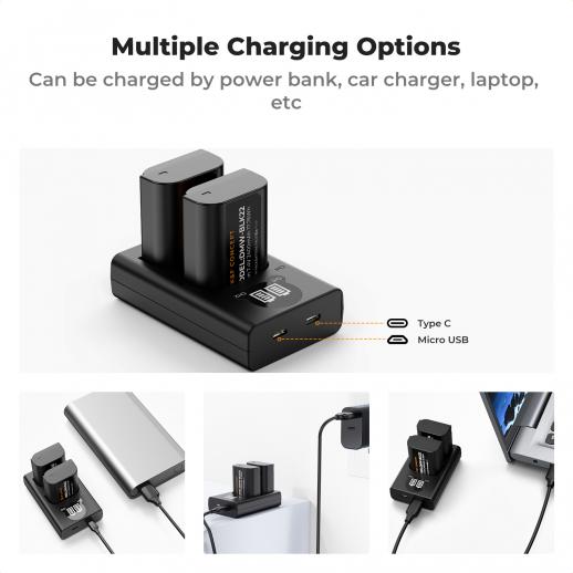 Batteria DMW-BLK22 2350mAh 7.2V Per Panasonic Lumix S5 E DC-S5K – Ricarica USB, Quick Charge 1.0, Con Protezioni E Garanzia 24 Mesi