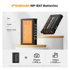 K&F Concept 2-Pack NP-BX1 Battery and Charger Set, Compatible with Sony ZV-1, ZV-1F, DSC-RX100, DSC-RX100 VII, RX100VA, RX100 VI, RX1R II, HX90V, HX50, WX350, AS100V, HX80, HX95, HX99