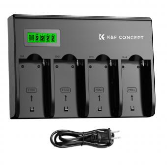 K&F Concept 4-Channel NP-F Battery Charger with LCD Display for Sony NP-F970, NP-F960, NP-F950, NP-F930, NP-F770, NP-F750, NP-F570, NP-F550 Camera Camcorder Battery US Plug