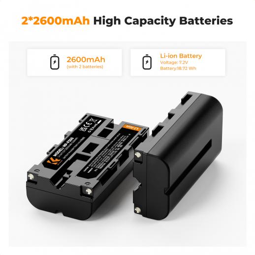 Batteria Sostitutiva Sony NP-F550 (2pz) + Caricatore USB Doppio LCD - 2900mAh Per Videocamere