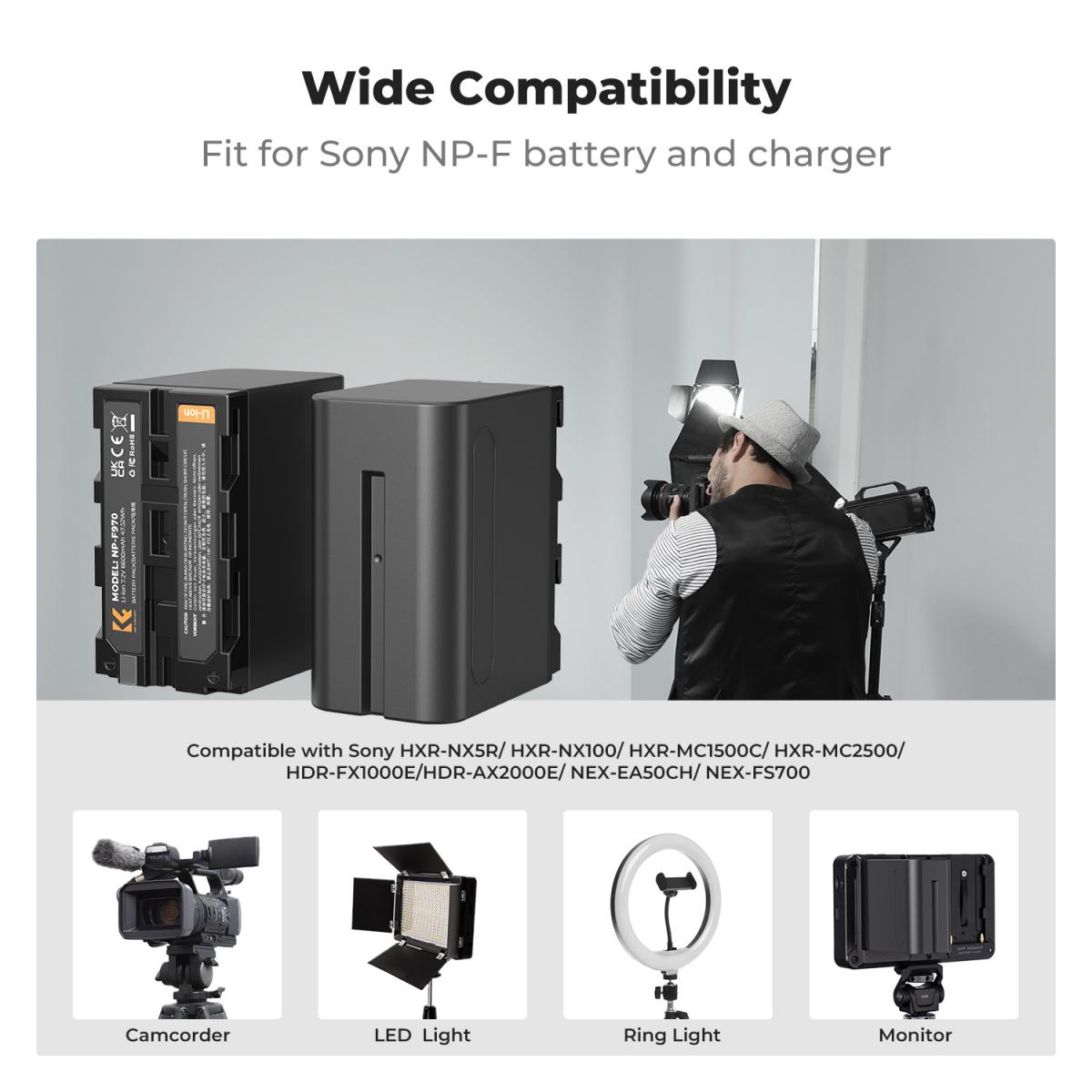 Sony Camera Lithium Battery Charger Np-F970 Np-F550 K&F Concept - KENTFAITH