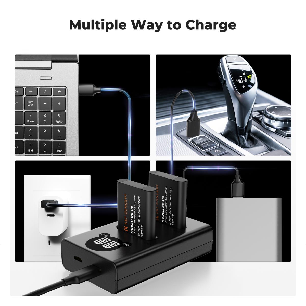 K&F Concept Premium is compatible with the Ricoh cameras GR III, GR III HDF, GR IIIx HDF, GR IIIX, WG-6 with DB-110 batteries as well as with the Olympus cameras TG7/6/5/4 with Li-90B/Li-92B batteries.