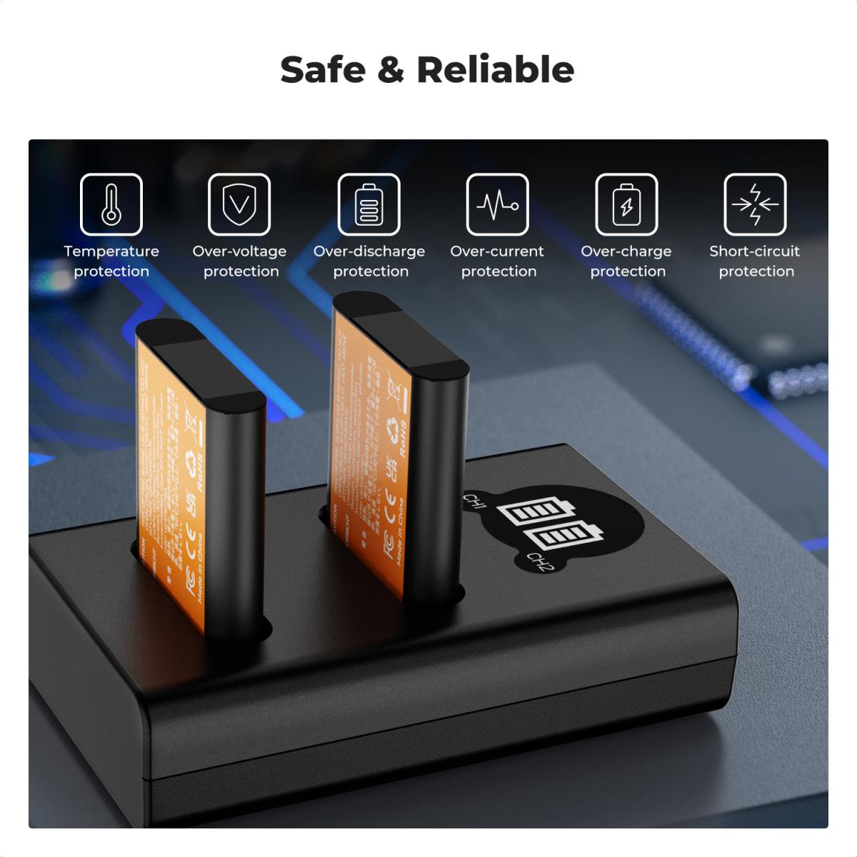 K&F Concept Premium is compatible with the Ricoh cameras GR III, GR III HDF, GR IIIx HDF, GR IIIX, WG-6 with DB-110 batteries as well as with the Olympus cameras TG7/6/5/4 with Li-90B/Li-92B batteries.