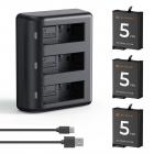 K&F Concept Osmo 360 Osmo Action 5 Pro/4/3 Battery Charger, 3-Pack 2100mAh Action 5 Pro Batteries & 3-Slot Fast Charger Compatible with DJI OSMO 360, DJI OSMO Action 5 Pro, Osmo Action 4, Osmo Action 3