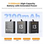 K&F Concept Hero 13 Battery, 3-Pack Enduro Hero13 Batteries and Upgraded Fast Charger Compatible with GoPro Hero 13 Black Camera