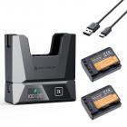 K&F CONCEPT 2-Pack 2600mAh NP-FZ100 Battery and Fast Dual Charger, PD 18W Charging USB C, Compatible with Sony A7iii, A7iv, FX3, FX30, A7C, ZV-E1, A9, A6600, Alpha 9, Alpha 9S, A9S, A7R3, A7R4