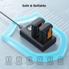 K&F Concept LP-E6NH Replacement Battery and Charger Set, 2 Pack 2600mAh Batteries for Canon EOS R7 R6 R5 5D Mark II/III/IV 6D 6D Mark II 7D II 90D 80D 70D