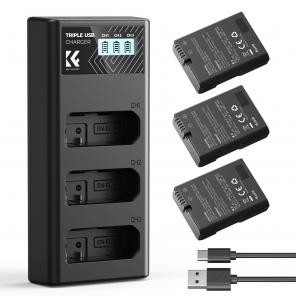 K&F Concept 3-Pack EN-EL14 Battery and Upgrade LCD Charger Compatible with Nikon D5300 D5600 D5100 D5200 D5500 D3100 D3200 D3300 D3400 D3500 Coolpix P7000 P7100 P7200 P7700 P7800 Cameras