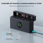 Caricabatterie K&F CONCEPT OSMO 360, custodia con 3 slot per batteria Action 5 Pro, compatibile con le fotocamere DJI OSMO Action 5 Pro, Action 4 e Action 3.