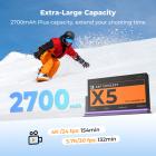 K&F CONCEPT 360x5 Battery, 2700mAh X5 Battery with Storage Case Compatible with Insta360 x5 Action Camera Accessories
