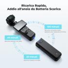 Impugnatura con batteria a ricarica rapida K&F CONCEPT da 5000 mAh per Osmo Pocket 3/4, impugnatura Power Grip da 20 W, connessione diretta per microfono wireless, filettatura per treppiede da 1/4", controllo intelligente della temperatura e cell