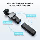 K&F CONCEPT 5000mAh Fast Charging Battery Handle for Osmo Pocket 3/4, Power Grip with 20W, Wireless Mic Direct Connection, 1/4" Tripod Thread, Smart Temp Control & Original Battery Cells