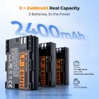 K&F CONCEPT 3-pak LP-E6NH udskiftningsbatterier og 20W hurtigoplader kompatibel med EOS R7, R5/R6 Mark II, 5D Mark II/III/IV, 6D/7D Mark II, R5, R6, 60D/70D/80D/90D osv.