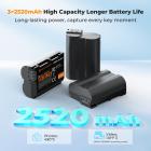 K&F CONCEPT 3-Pack EN-EL15 Batteries and 20W Fast Charger Compatible with D7500, D7200, D7100, D7000, Z8, Z7, Z7II, Z6, Z6II, Z6III, Z5, ZF, D850, D800, D800E, D810, D810A, D780, D750 etc.