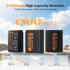 K&F CONCEPT 3-Pack NP-W126 Battery and Upgraded 20W LED NP-W126S XT30III Battery Charger Compatible with Fujifilm X100vi, X100V, XM5, XE5, XT30II, XT30, X Half, XS10, XT20, XE4, A5 Cameras