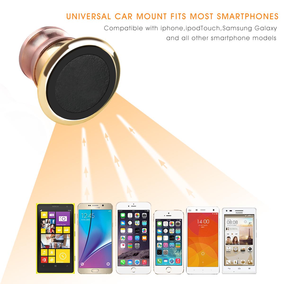 Magnetic Car Mount, Universal Magnetic Mini Cell Phone Holder for iPhone 6/6S, Android Smartphones, Mini Tablets