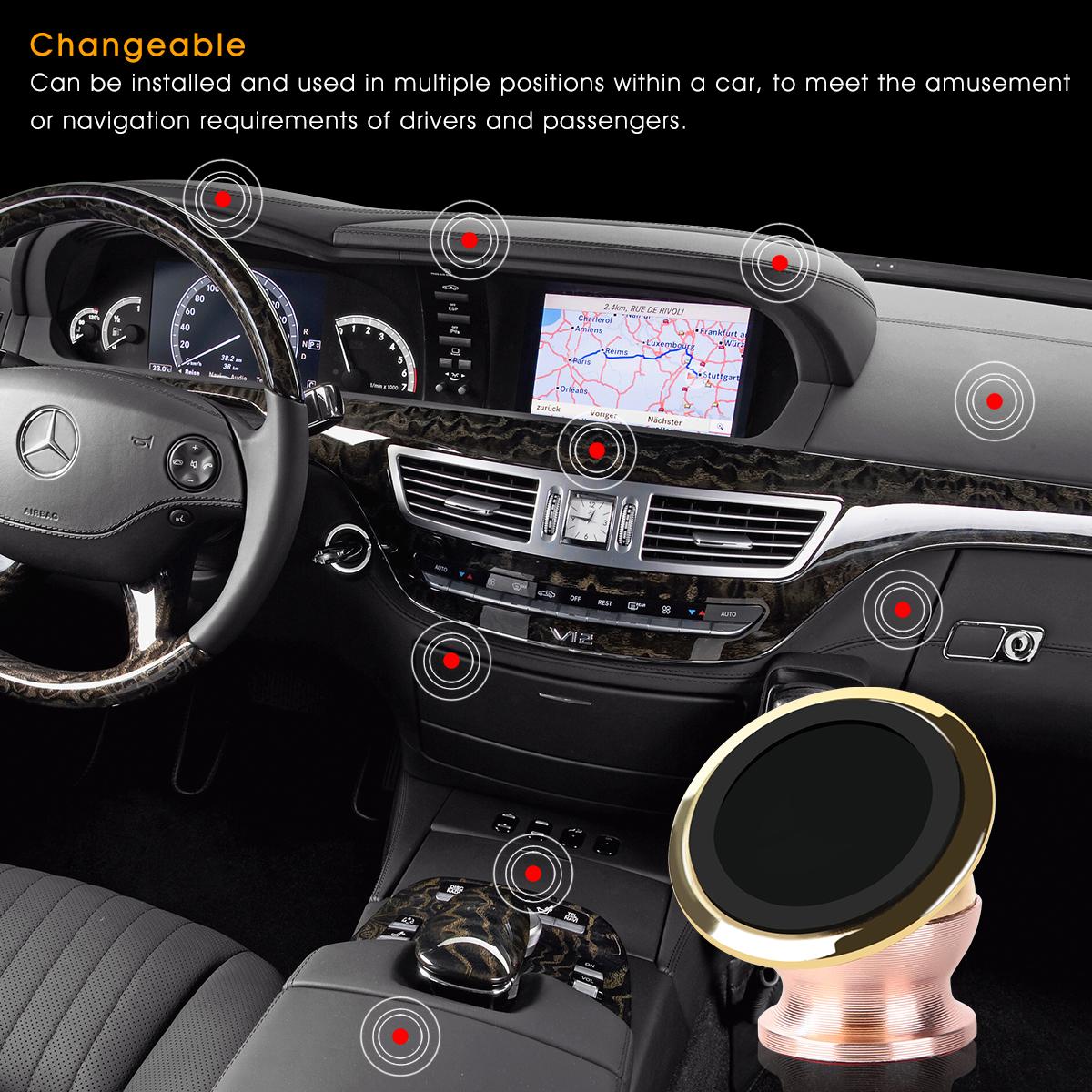 Magnetic Car Mount, Universal Magnetic Mini Cell Phone Holder for iPhone 6/6S, Android Smartphones, Mini Tablets