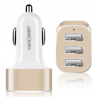 Beschoi USB Car Charger In-vehicle Charger Ultra-rapid Chargeable USB Charger (3 Port Type 3.4A) Ultra-Compact Quick Durable iPhone6s / 6s Plus / 6/6 Plus / iPad / iPod / Android / Galaxy S6 / S6 Edge etc. (White + Golden)