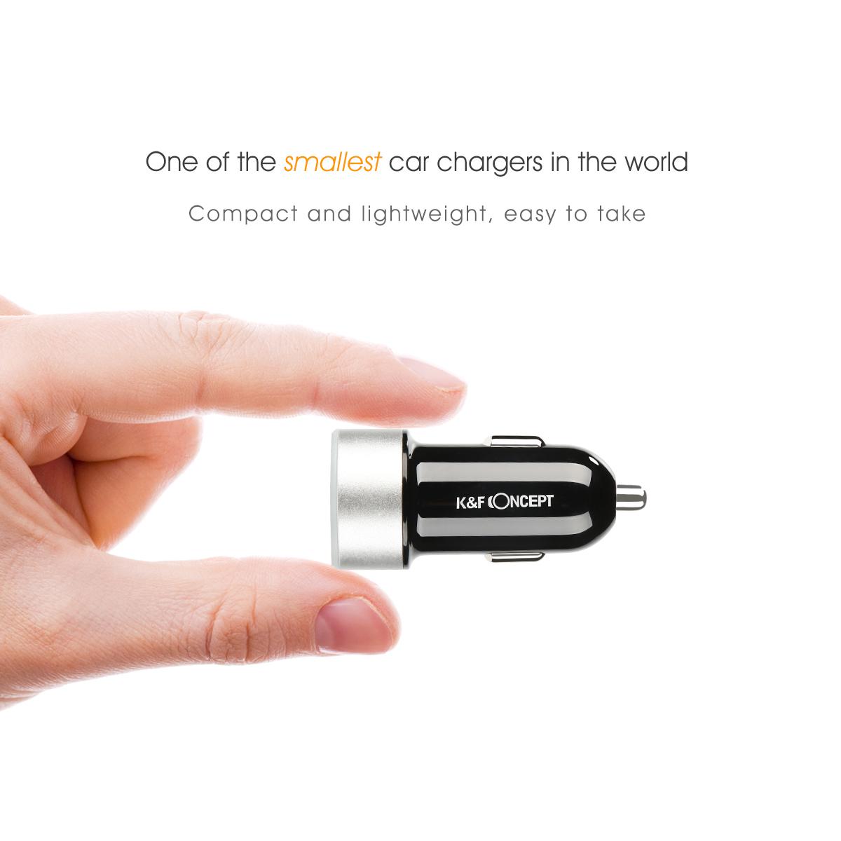 Beschoi USB Car Charger Car Charger Cigar Socket (2 Port Type 2.1A) Super Quick Charge Compatible USB Charger Ultra Small Quick Durability iPhone6s / 6s Plus / 6/6 Plus / iPad / iPod / Android / Galaxy S6 / S6 Edge etc. (Black + Silver)