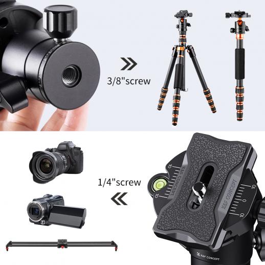 360 Degree Rotating Panoramic Ball Head with Quick Release Plate 1/4 to 3/8 Screw Adapter Max 5kg/11.02 lbs for Tripod Monopod Slider DSLR Camera fotoconic Tripod Ball Head 