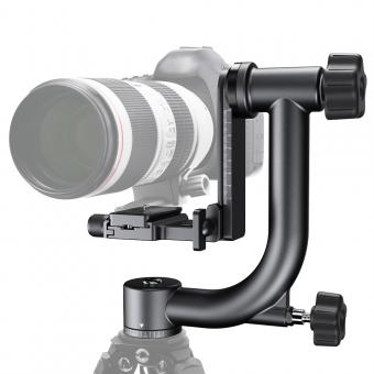 Aluminum Alloy 360 Degree Panoramic Gimbal Tripod Head with 1/4'' Standard Quick Release Plate