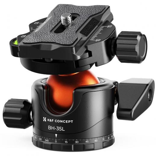 Professional 35mm Metal Tripod Ball Head 15kg/33lbs Load 360° Rotating Panoramic with 1/4 inch Quick Release Plate