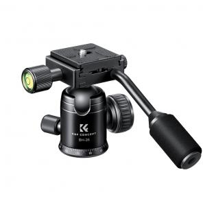 26mm Metal Tripod Ball Head with Handle 360 Degree Rotating Panoramic with 1/4 inch Quick Release Plate Bubble Level for Monopod Camera Camcorder Load Capacity up to 17.6 lbs/8KG Black