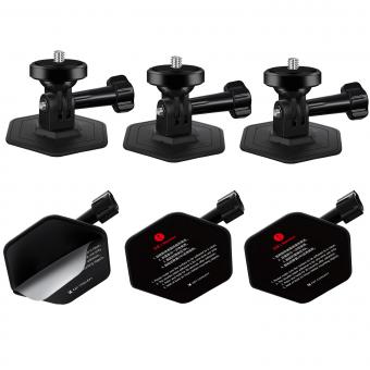 K&F Concept 3-pack Flexible Adhesive Helmet Mount use Genuine 3M for GoPro Hero13/12/11/10/9/8 Max DJI Action 5 Pro 4 3 Insta360 X5 X4 X3 Ace Pro 2 Sports Camera Accessories Flat Curved Surfaces