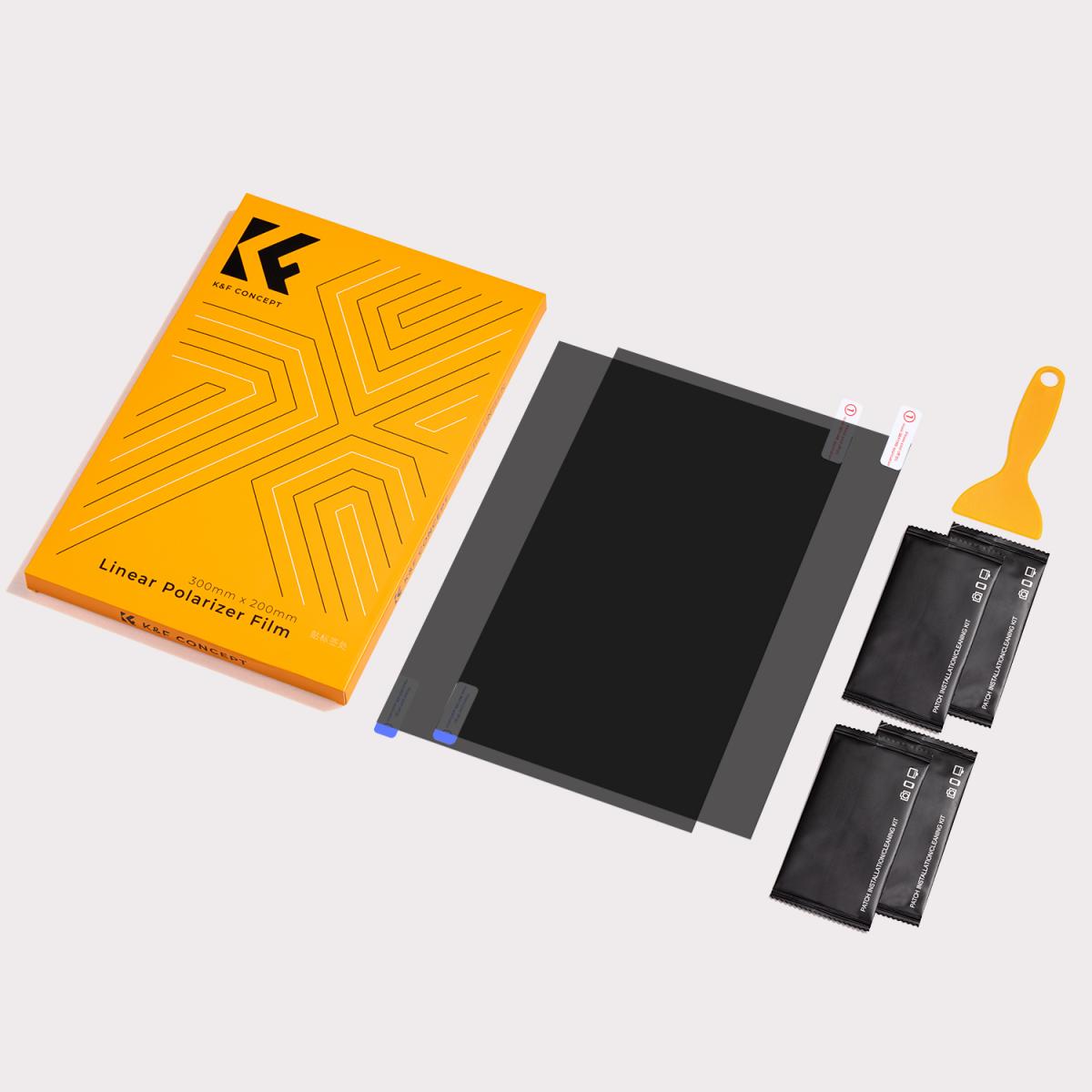 Polarized Film 300*200mmX2, with a film scraper, four bags of dry and wet cloth alcohol bags, with packaging