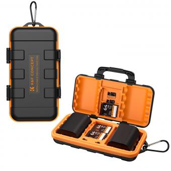 Camera Battery Memory Card Case, professional waterproof and shockproof, with card slot for bag storage, can hold 2 camera batteries or 8 dry cell batteries, 2 CF Cards or 2 XQD, 4 SD Cards and 6 TF Cards.
