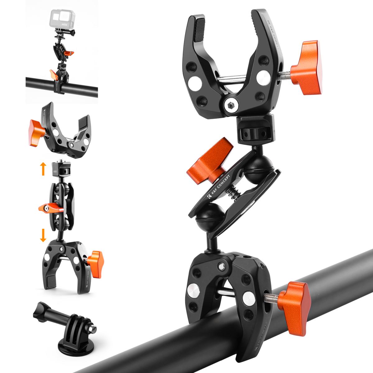 K&F Concept Magic Arm With Super Clamp - 5kg Load Camera Mount With 360° Ball Head For Phone, GoPro, DSLR