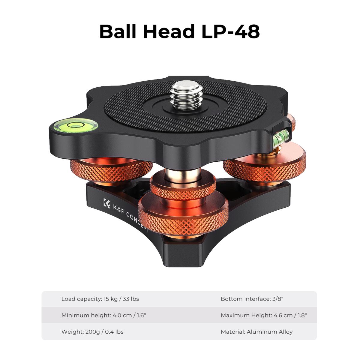 Camera Leveler Tripod Leveling Base Tri-Wheel Head - K&F Concept