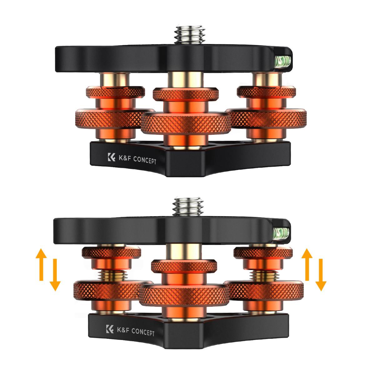 Camera Leveler Tripod Leveling Base Tri-Wheel Head - K&F Concept